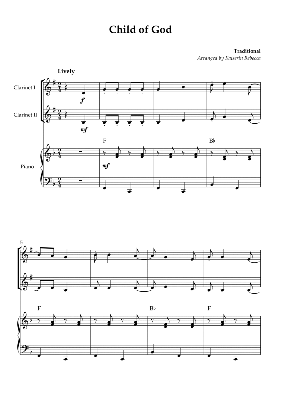 Child of God Woodwind Duet scores gallery preview page 1