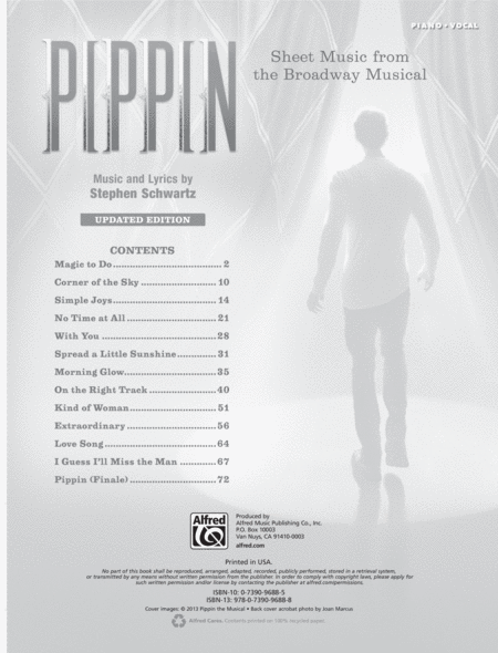 Pippin -- Sheet Music from the Broadway Musical