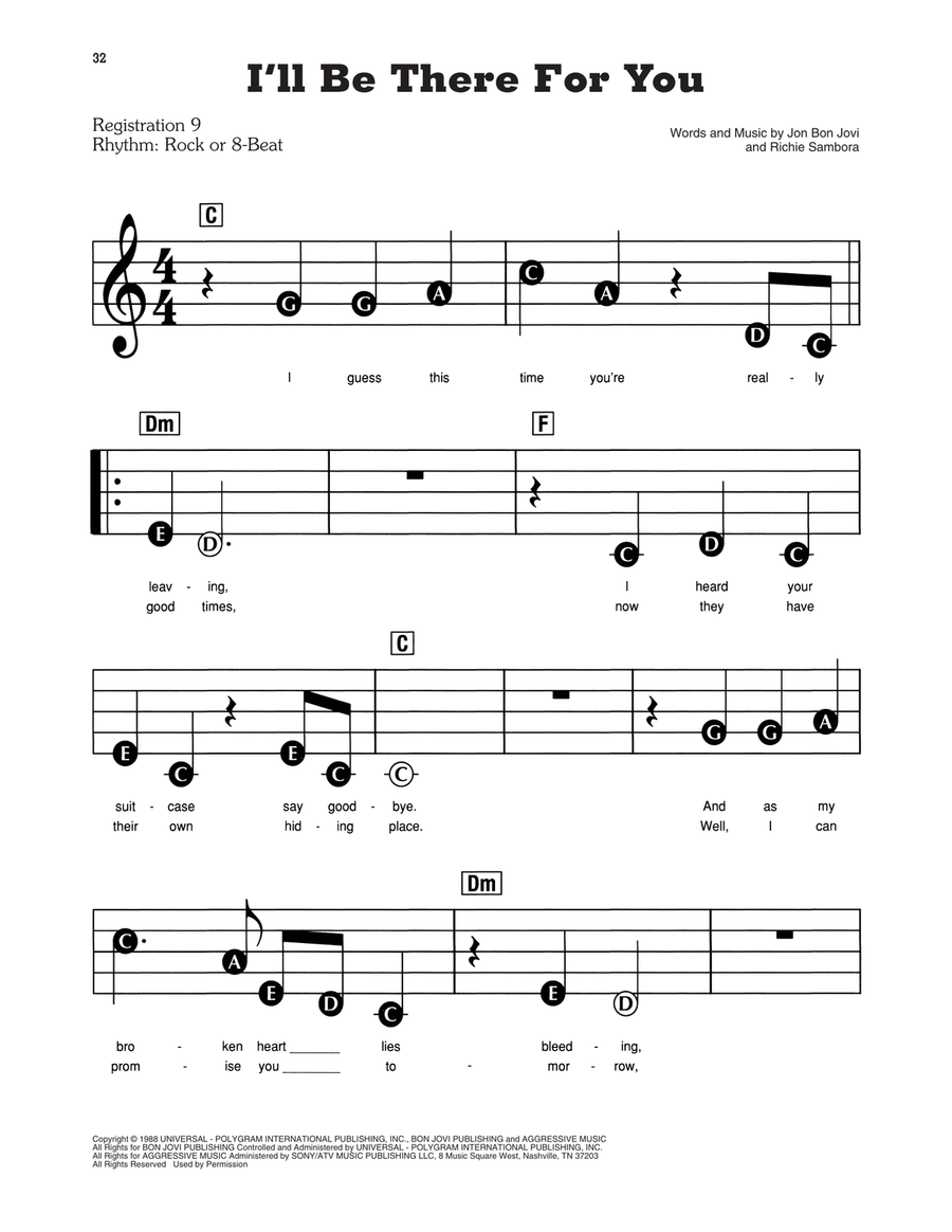 I'll Be There For You Electronic Keyboard scores gallery preview page 1