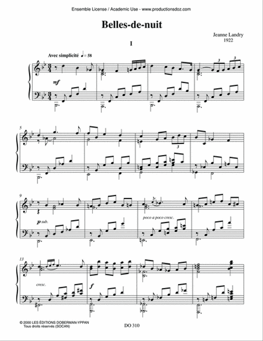 Belles-de-nuit Piano Solo scores gallery preview page 2