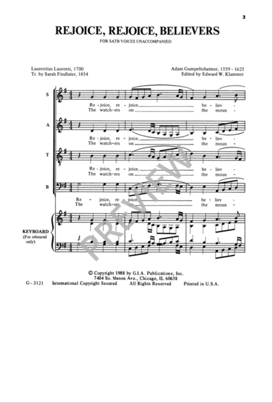 Rejoice, Rejoice, Believers 4-Part scores gallery preview page 4