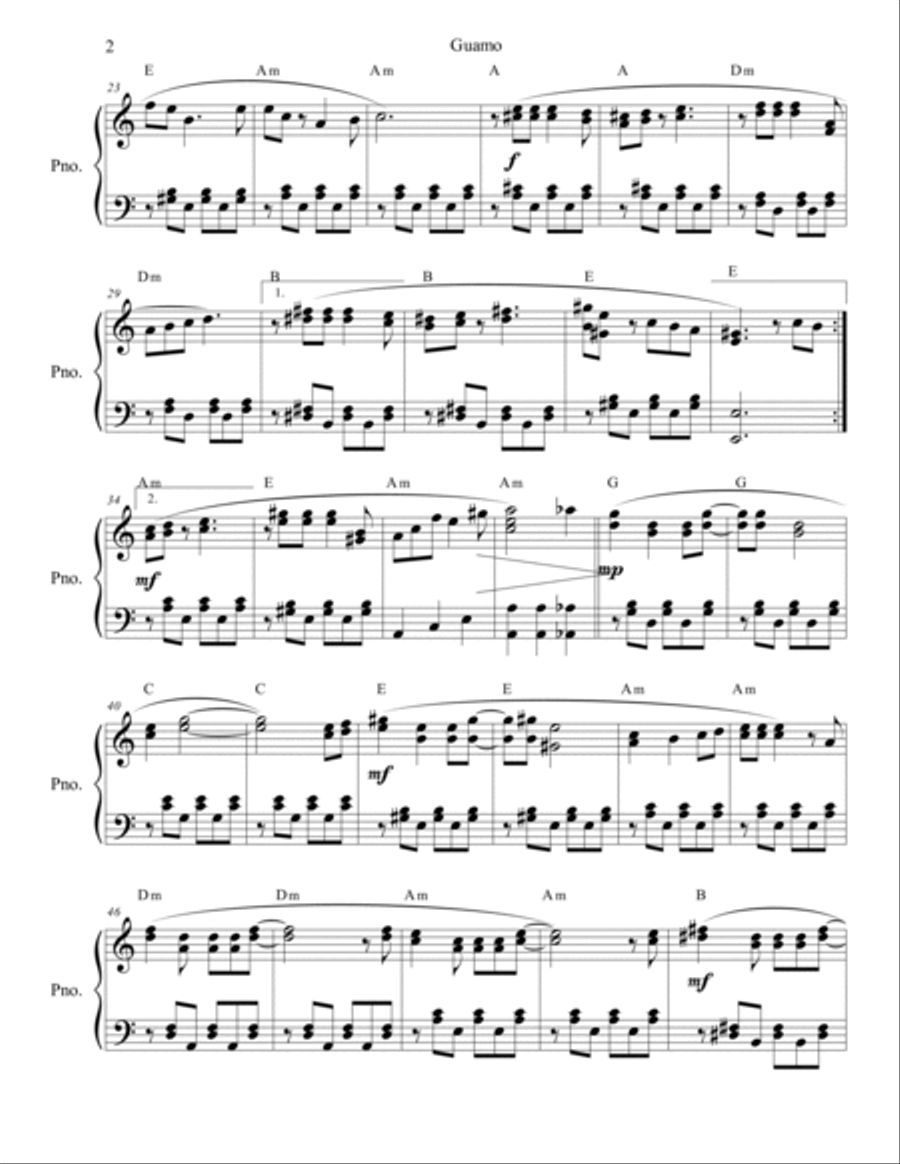Guamo Piano Solo scores gallery preview page 2