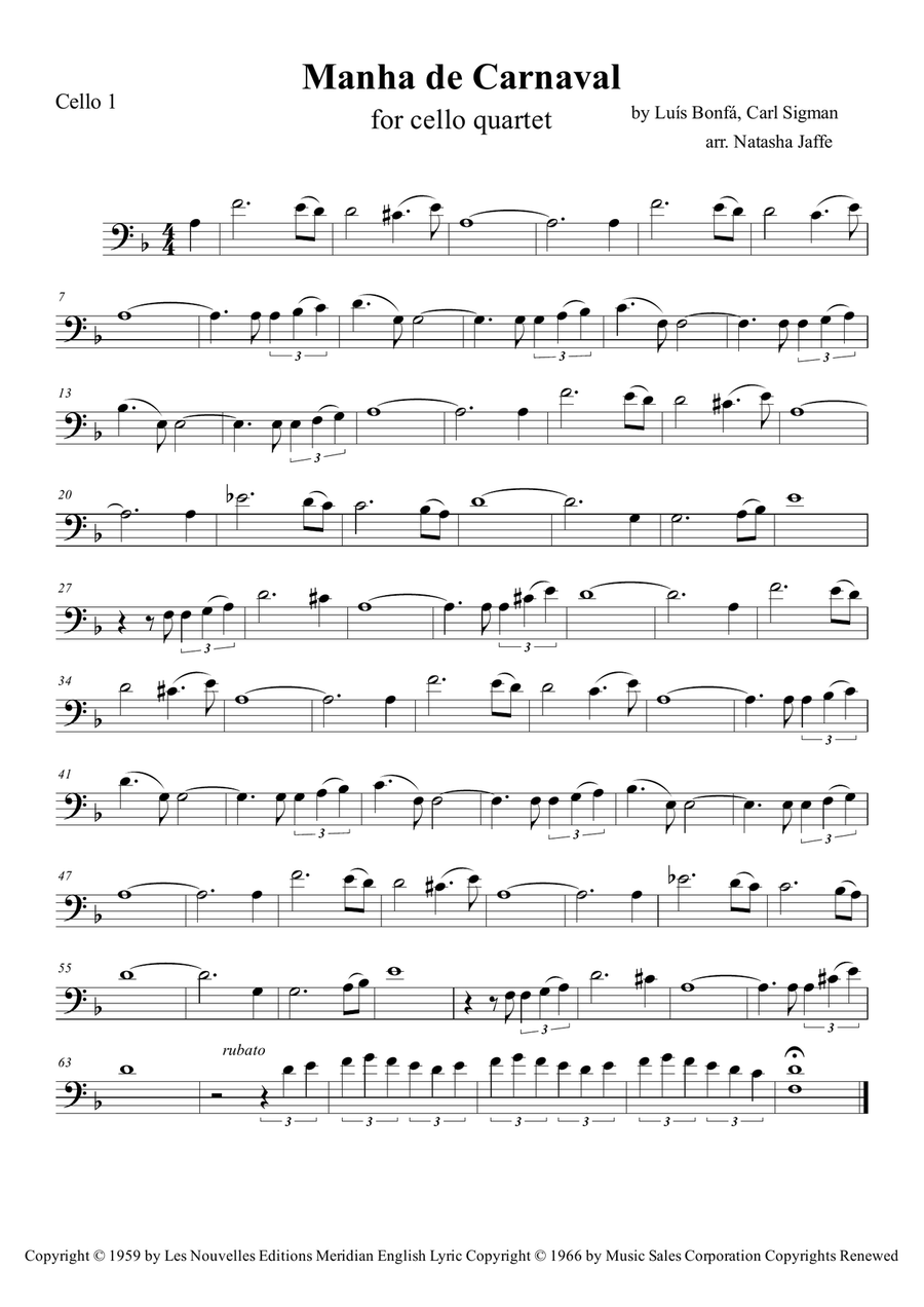 A Day In The Life Of A Fool (manha De Carnaval) String Quartet scores gallery preview page 1