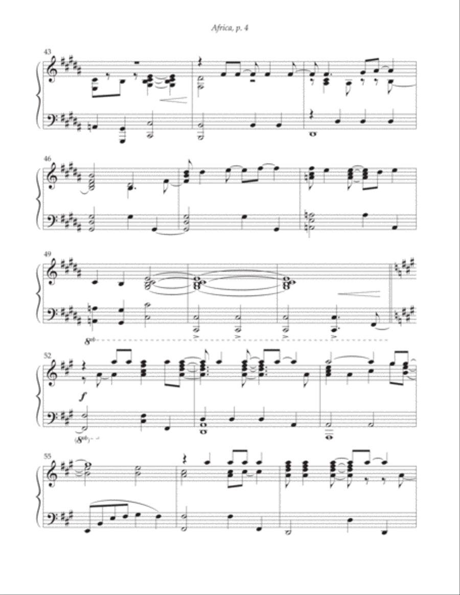 Africa Piano Solo scores gallery preview page 4
