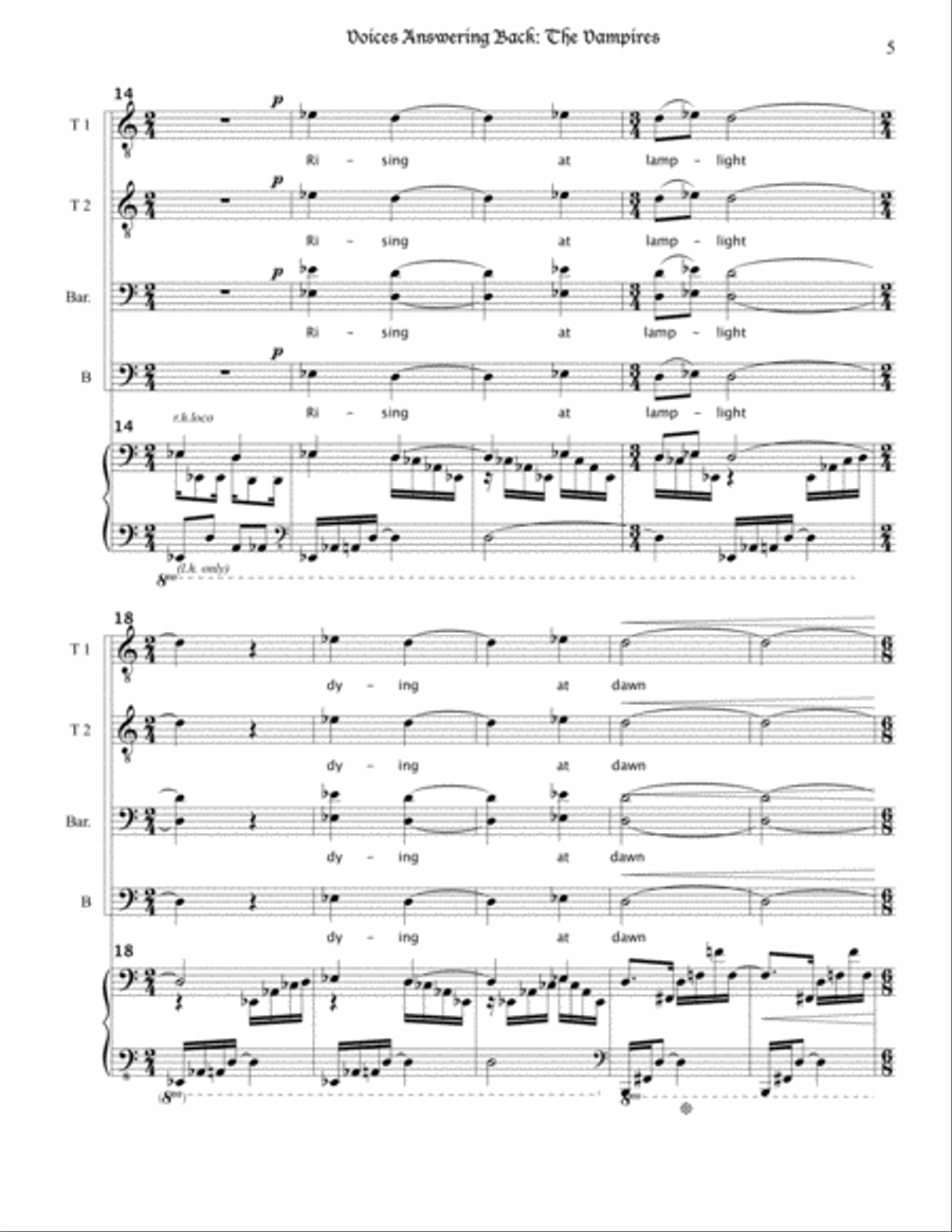 Voices Answering Back: The Vampires TTBB scores gallery preview page 5