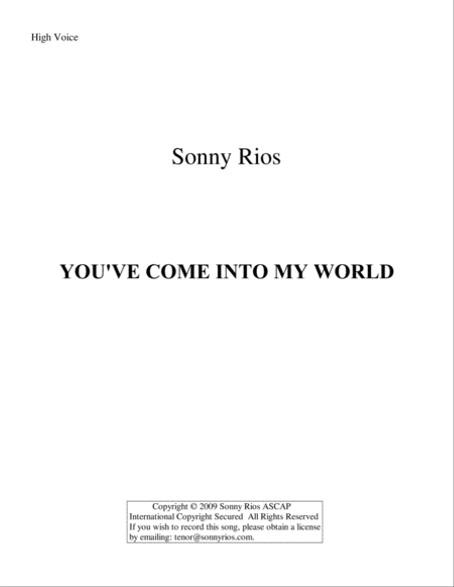 YOU'VE COME INTO MY WORLD Soprano Voice scores gallery preview page 1
