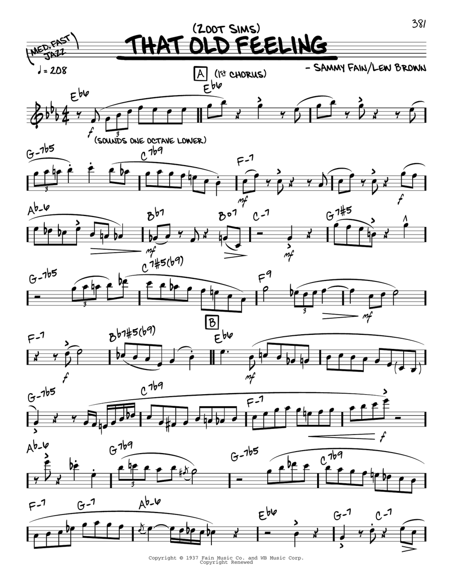 That Old Feeling (solo only) Piano scores gallery preview page 1