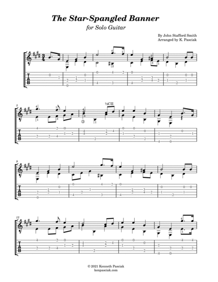 The Star Spangled Banner (for Solo Guitar)