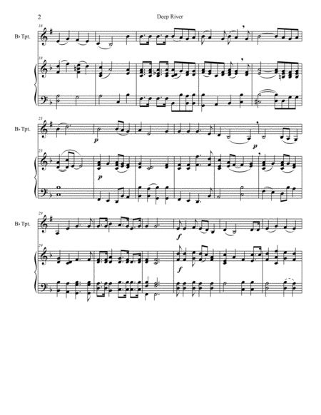 Deep River, arranged for Bb Trumpet and Piano image number null