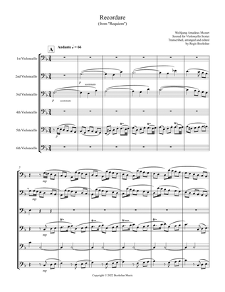 Book cover for Recordare (from "Requiem") (F) (Violoncello Sextet)