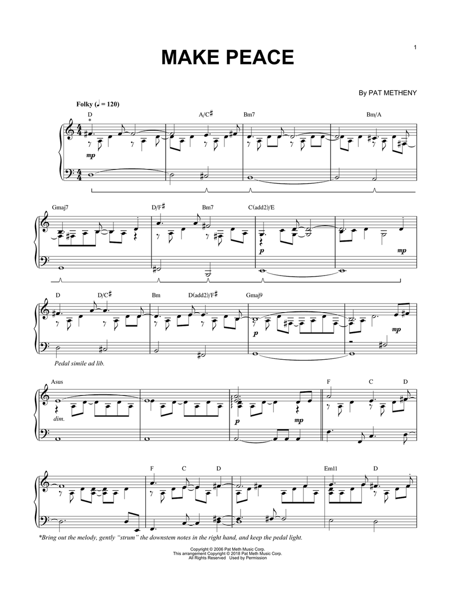 Make Peace Piano Solo scores gallery preview page 1