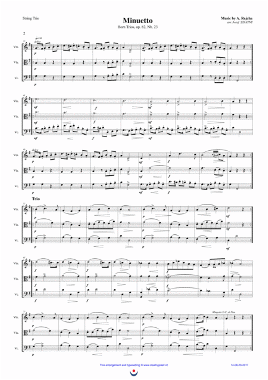 Horn Trios, Nb. 12 MENUET and Nb. 23 MENUET String Trio scores gallery preview page 2