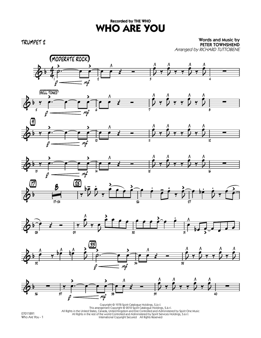 Who Are You - Trumpet 2 Jazz Ensemble scores gallery preview page 1