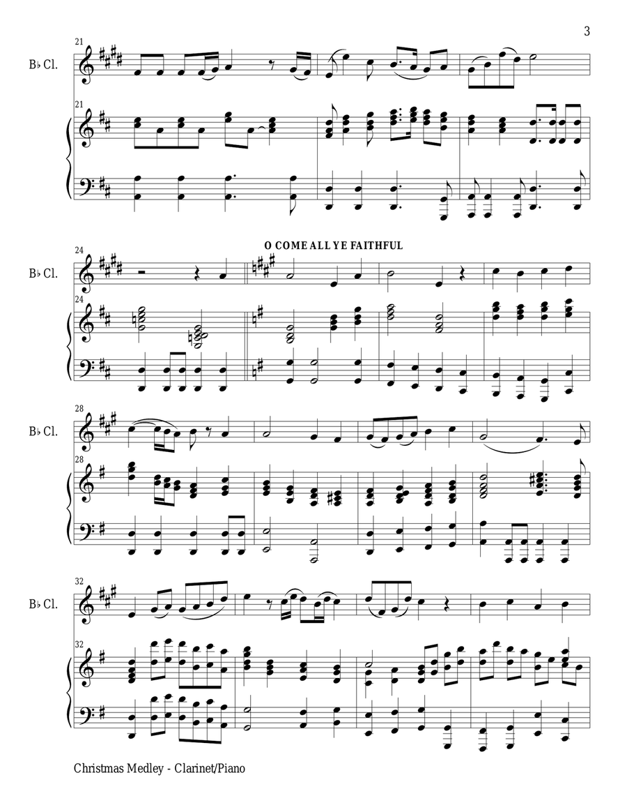 CHRISTMAS JOY MEDLEY (Bb Clarinet/Piano and Clar Part) B-Flat Clarinet scores gallery preview page 3