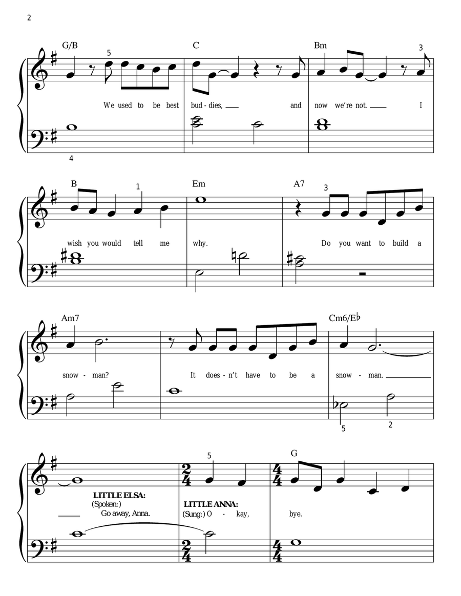 Do You Want To Build A Snowman? (from Frozen) Easy Piano scores gallery preview page 2
