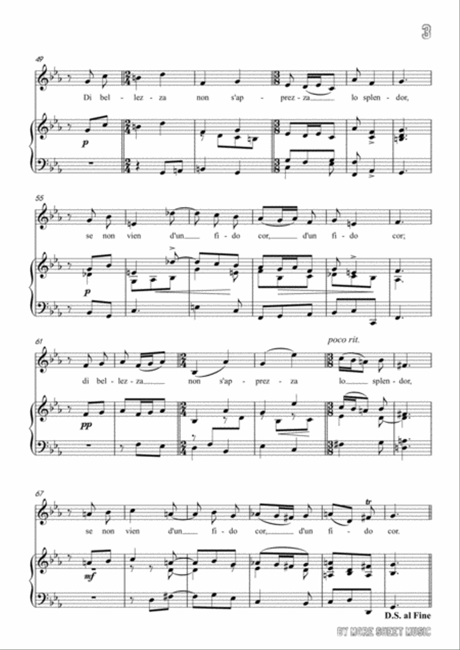 Handel-Bel piacere in E flat Major,for Voice and Piano Voice Solo scores gallery preview page 5
