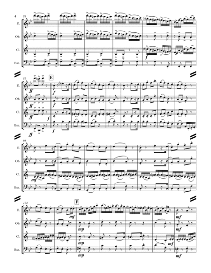 The Nutcracker Suite - 1. Ouverture miniature (for Woodwind Quartet) Woodwind Quartet scores gallery preview page 5