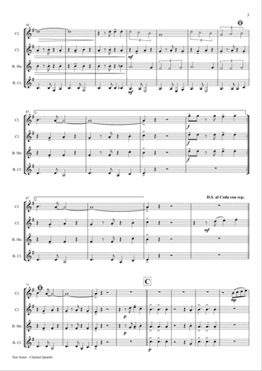 Son amor! - Samba - Clarinet Quartet Clarinet Quartet scores gallery preview page 4