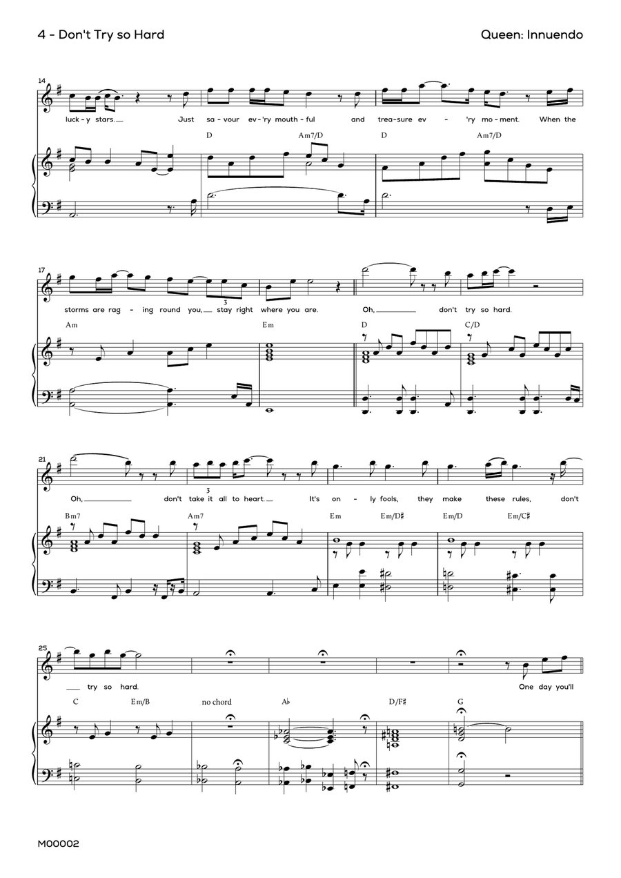 Don't Try So Hard Piano, Vocal scores gallery preview page 4