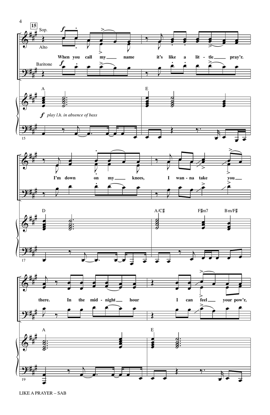 Like A Prayer (adapt. Mark Brymer) 3-Part scores gallery preview page 3
