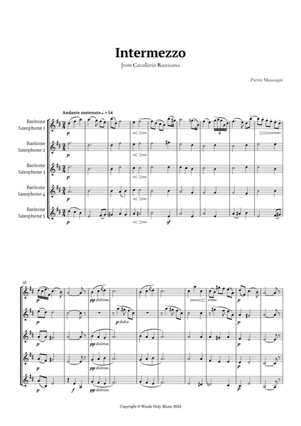 Intermezzo from Cavalleria Rusticana by Mascagni for Baritone Sax Quintet image number null