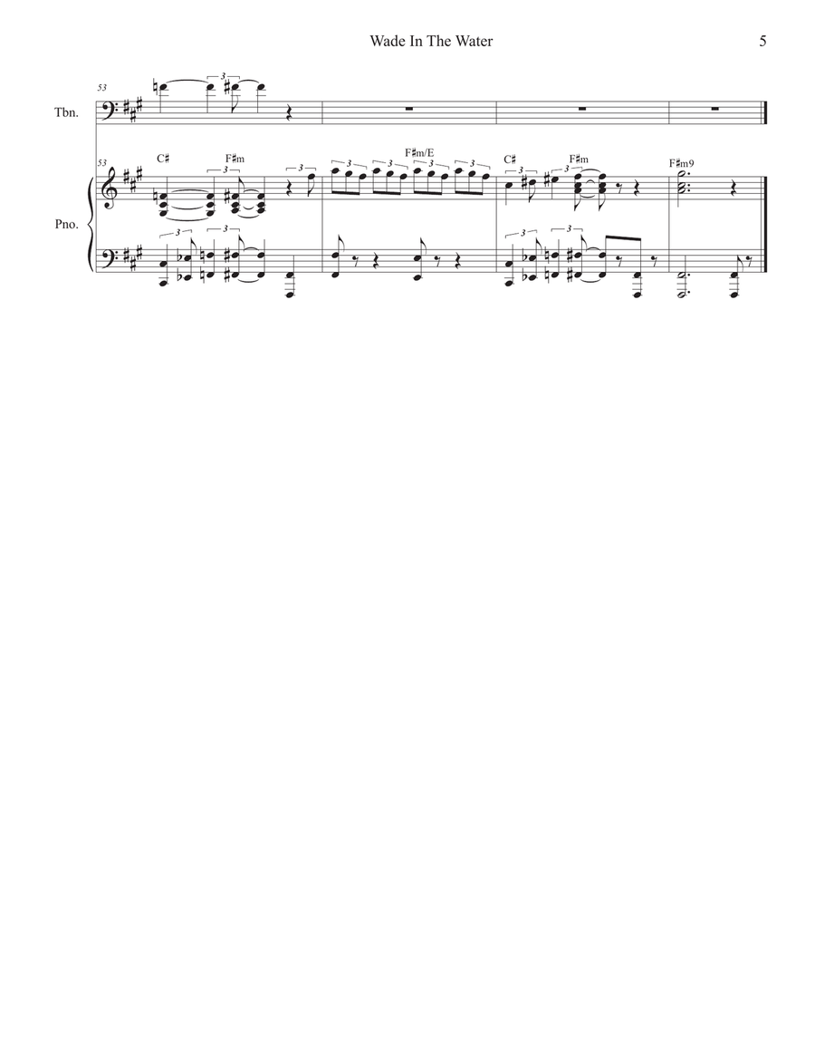 Wade In The Water (for Trombone solo and Piano) Piano scores gallery preview page 5