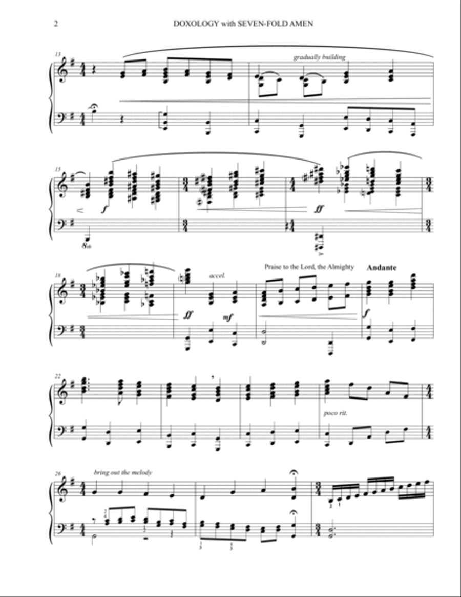 Doxology - Old One Hundredth - advanced piano solo, REV. 10/2023 Piano Solo scores gallery preview page 2