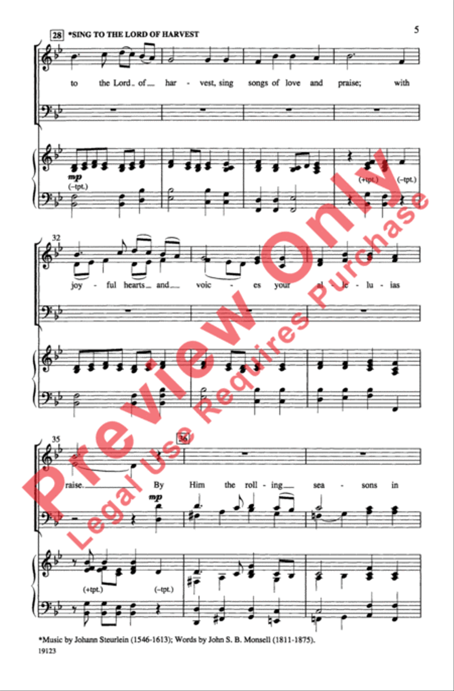 Thanksgiving (A Medley of Hymns) 4-Part scores gallery preview page 5