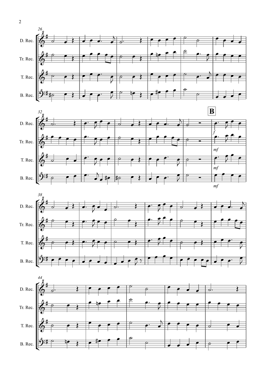 In the Bleak Midwinter for Recorder Quartet Recorder scores gallery preview page 2