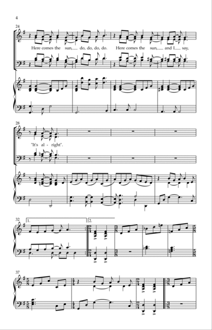 Here Comes The Sun 4-Part scores gallery preview page 4