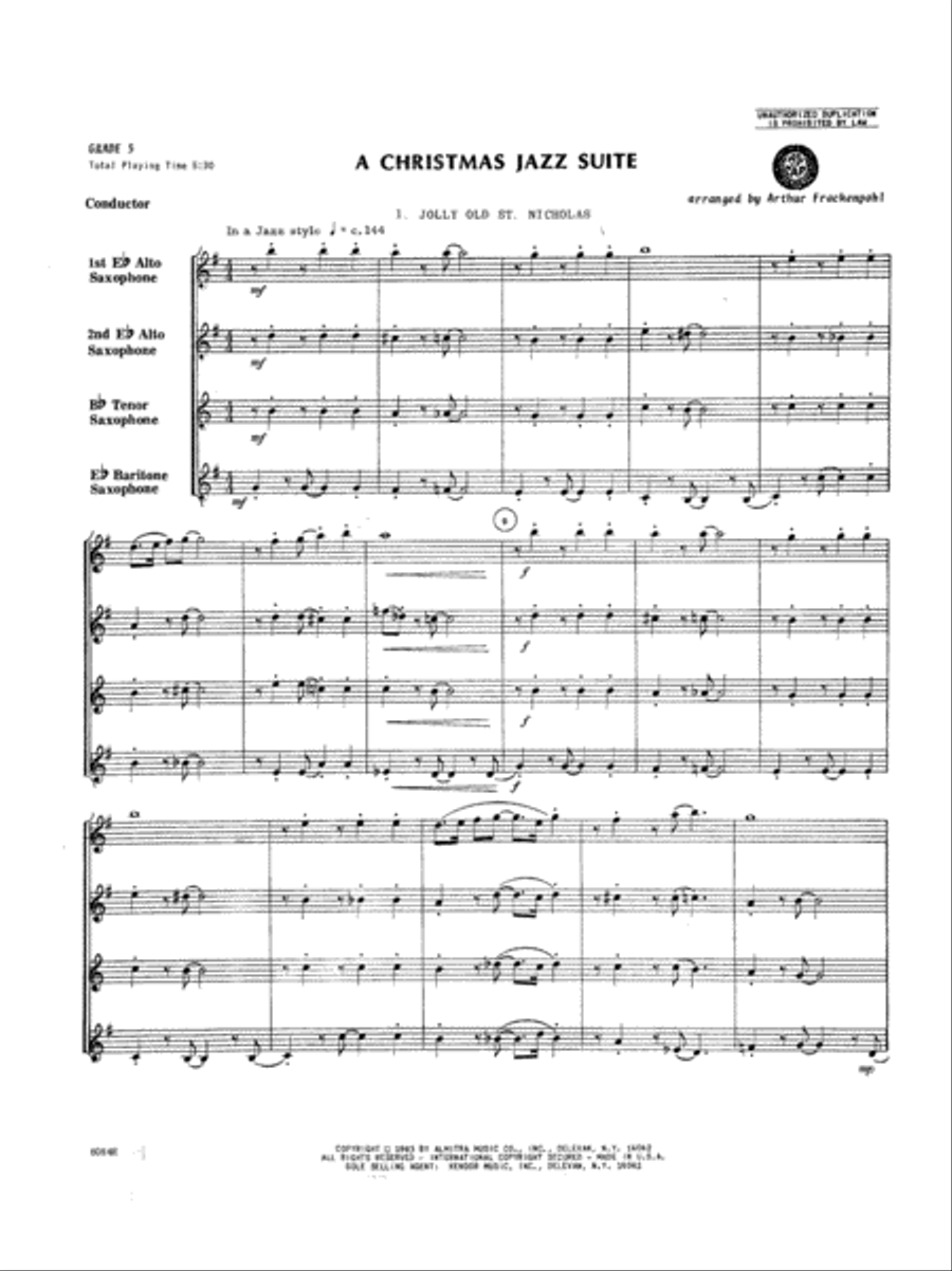 Christmas Jazz Suite, A Christmas Jazz Suite, A Baritone Saxophone scores gallery preview page 2
