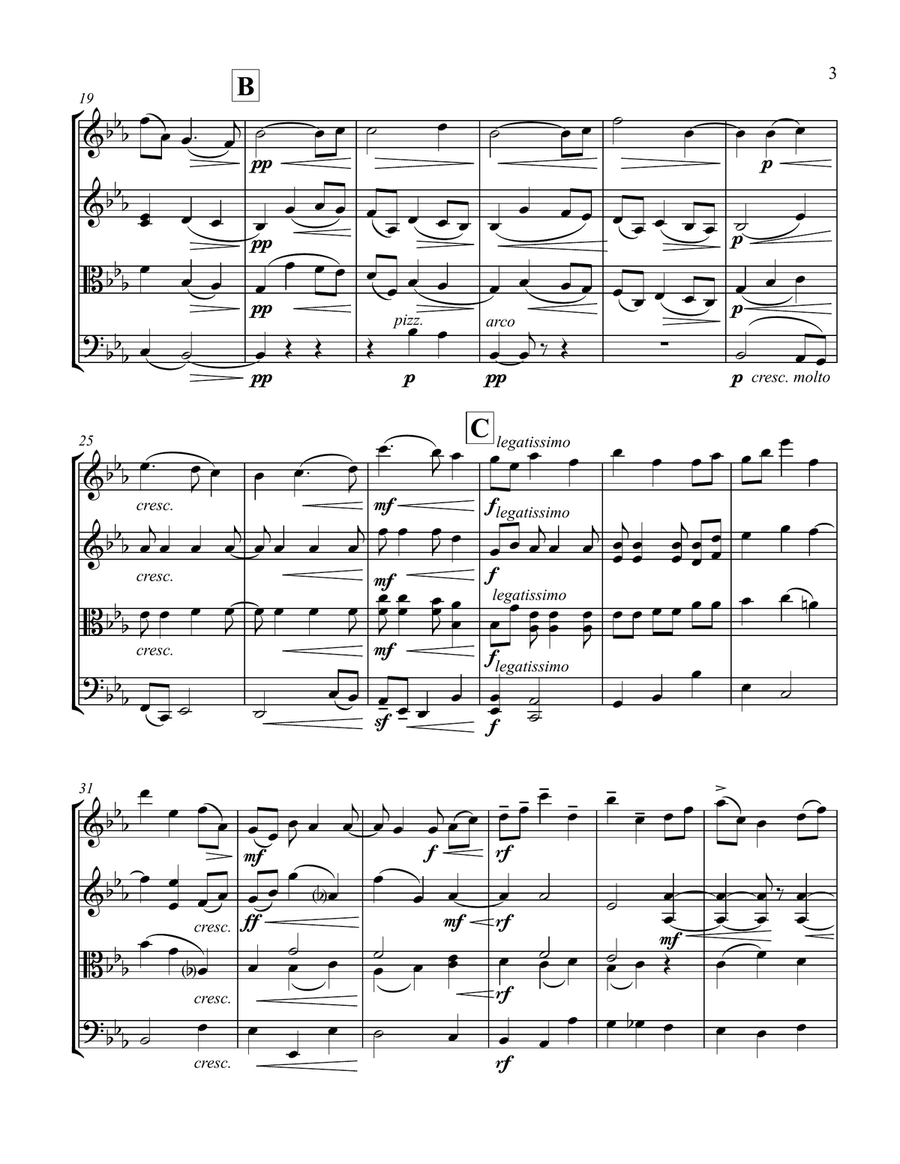 Nimrod from the Enigma Variations (for String Quartet) String Quartet scores gallery preview page 3
