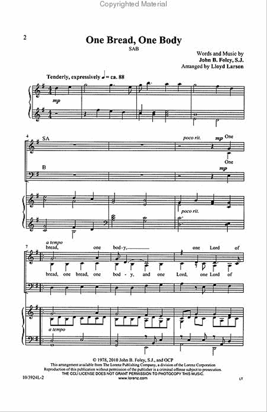 One Bread, One Body 3-Part scores gallery preview page 2