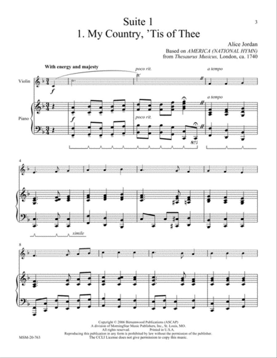 An American Suite for Violin and Piano Violin Solo scores gallery preview page 2