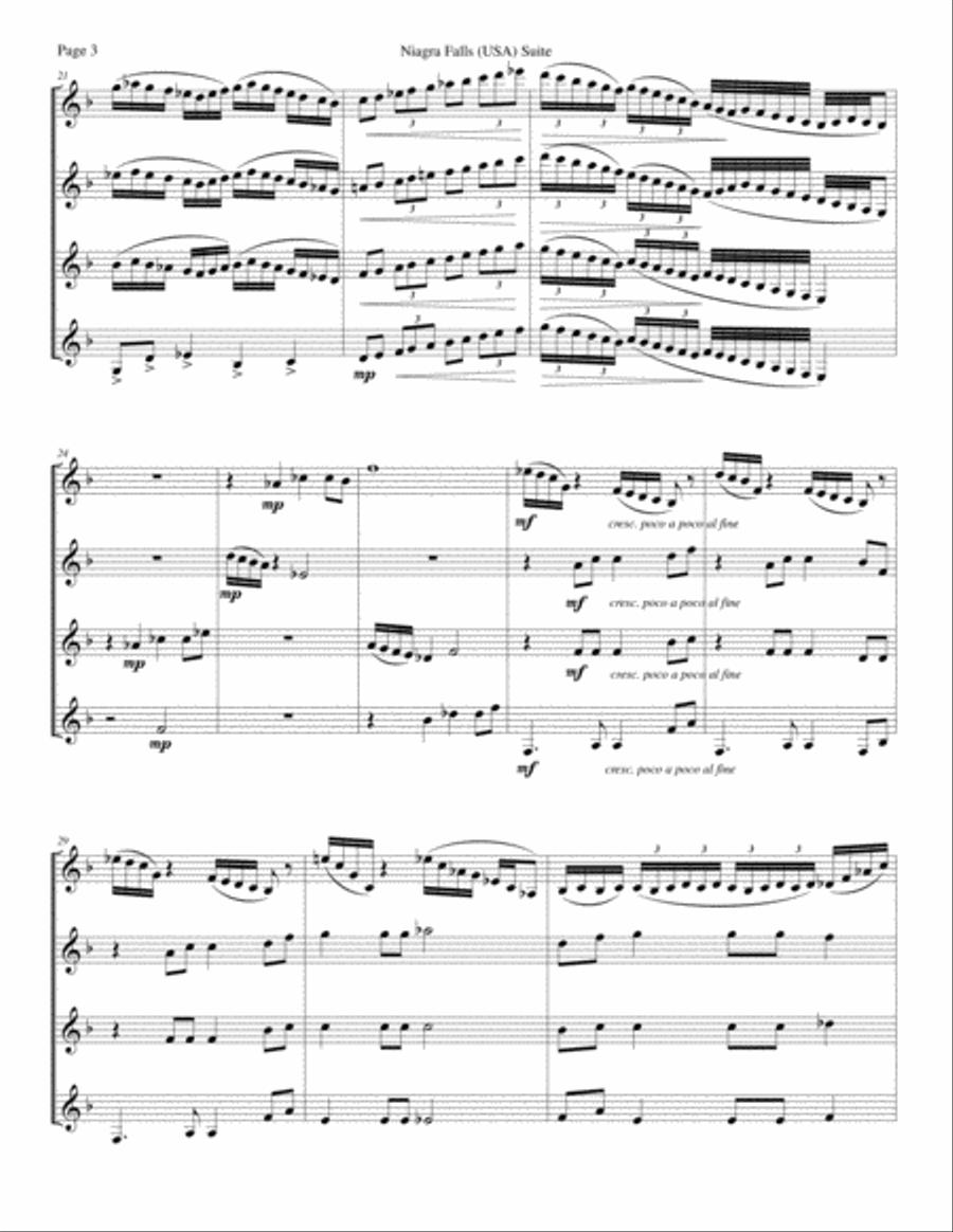 Niagara Falls Suite, USA, for Clarinet Quartet Clarinet Quartet scores gallery preview page 3