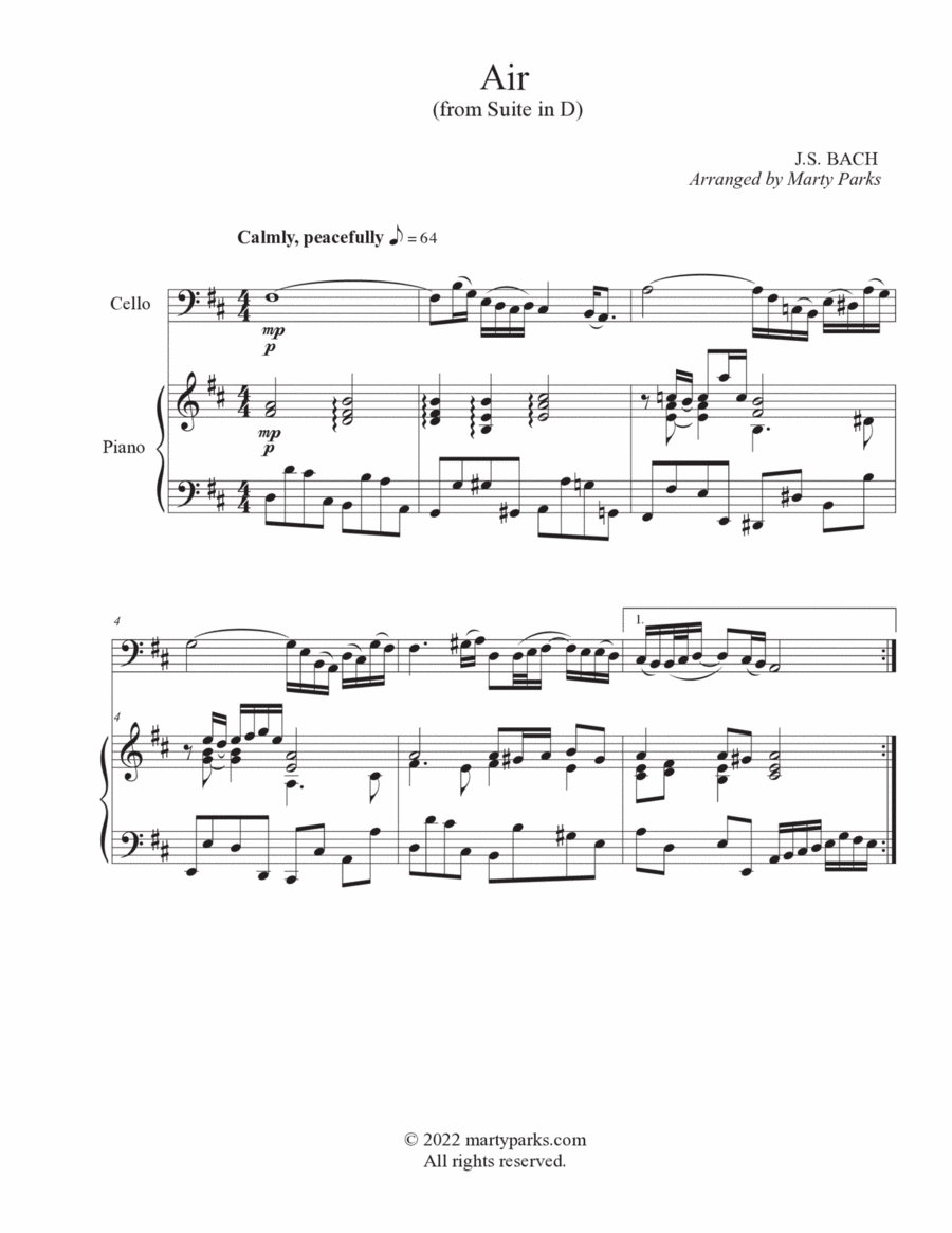 Air (Cello-Piano) Piano scores gallery preview page 1