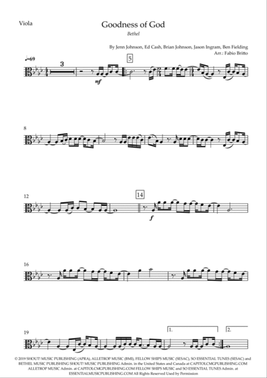 Goodness Of God Viola scores gallery preview page 5