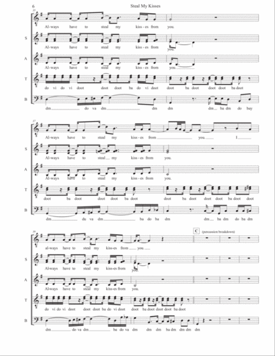 Steal My Kisses 4-Part scores gallery preview page 6