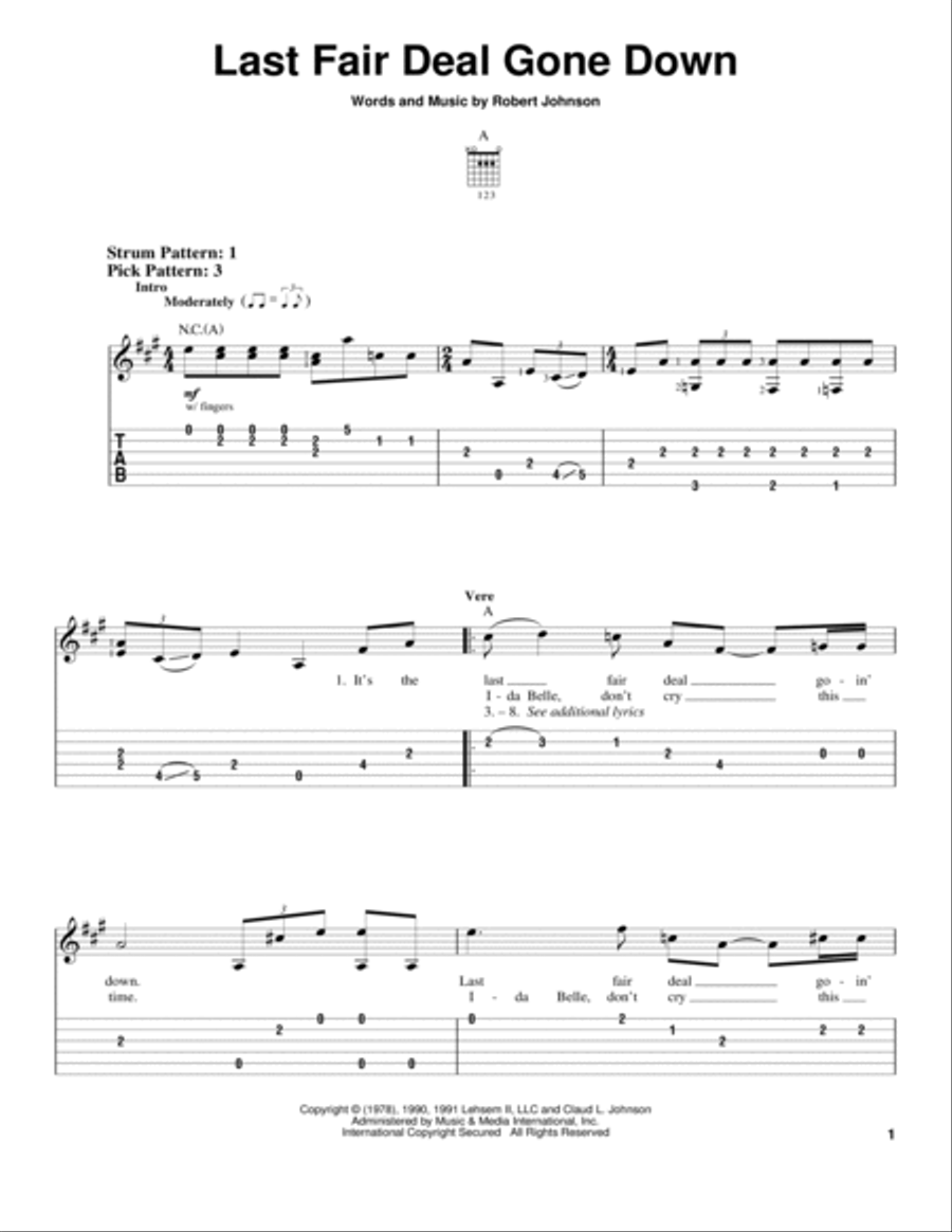 Last Fair Deal Gone Down Electric Guitar scores gallery preview page 1