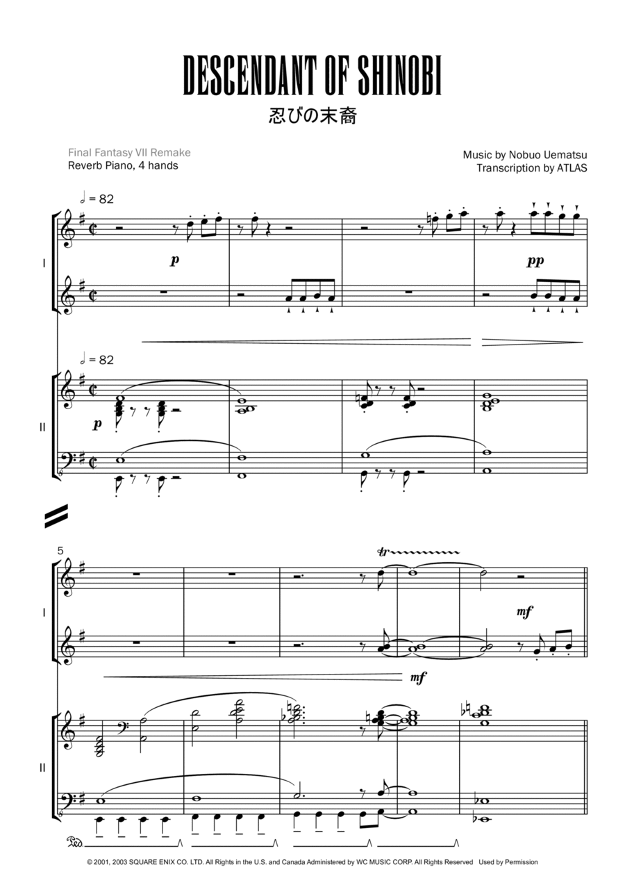 Zanarkand 1 Piano, 4-Hands scores gallery preview page 1