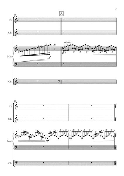 "Tsudoi" for Flute Oboe Marimba and Contrabass : Score and Parts image number null