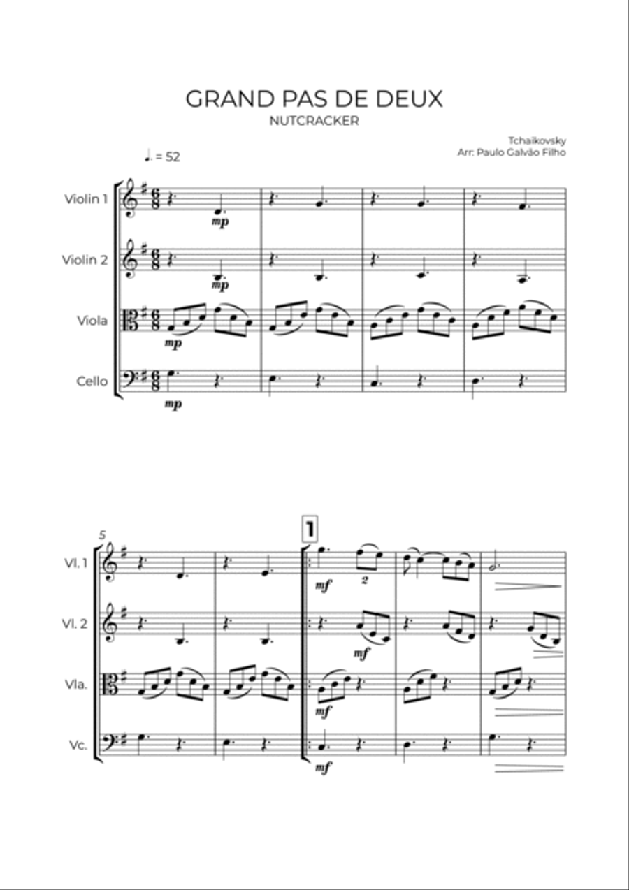 GRAND PAS DE DEUX - NUTCRACKER - STRING QUARTET String Quartet scores gallery preview page 2