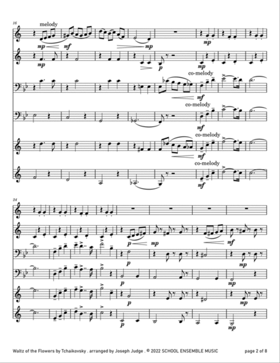 Waltz Of The Flowers by Tchaikovsky for Brass Quartet in Schools Brass Quartet scores gallery preview page 2