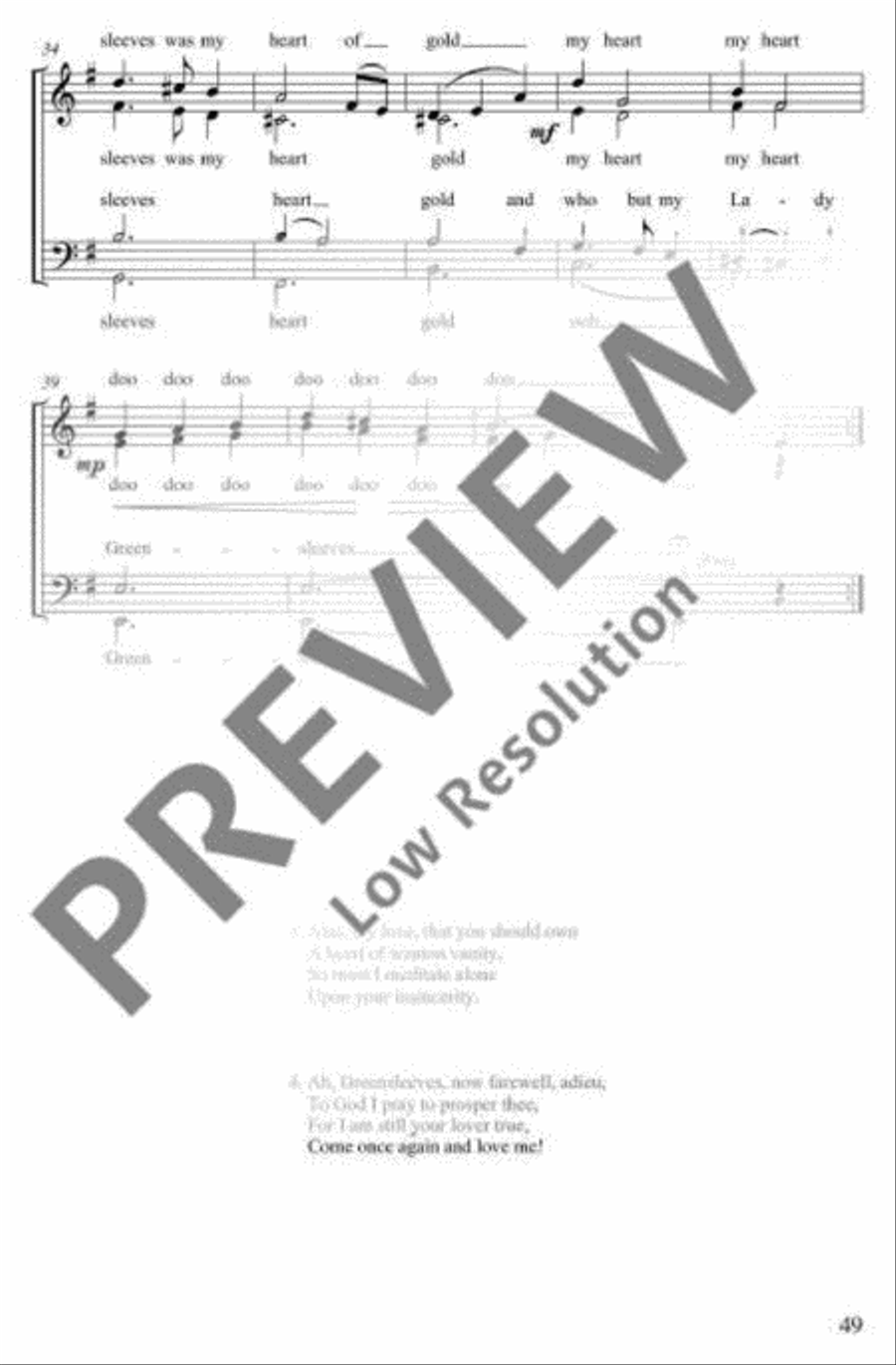 Greensleeves 4-Part scores gallery preview page 4