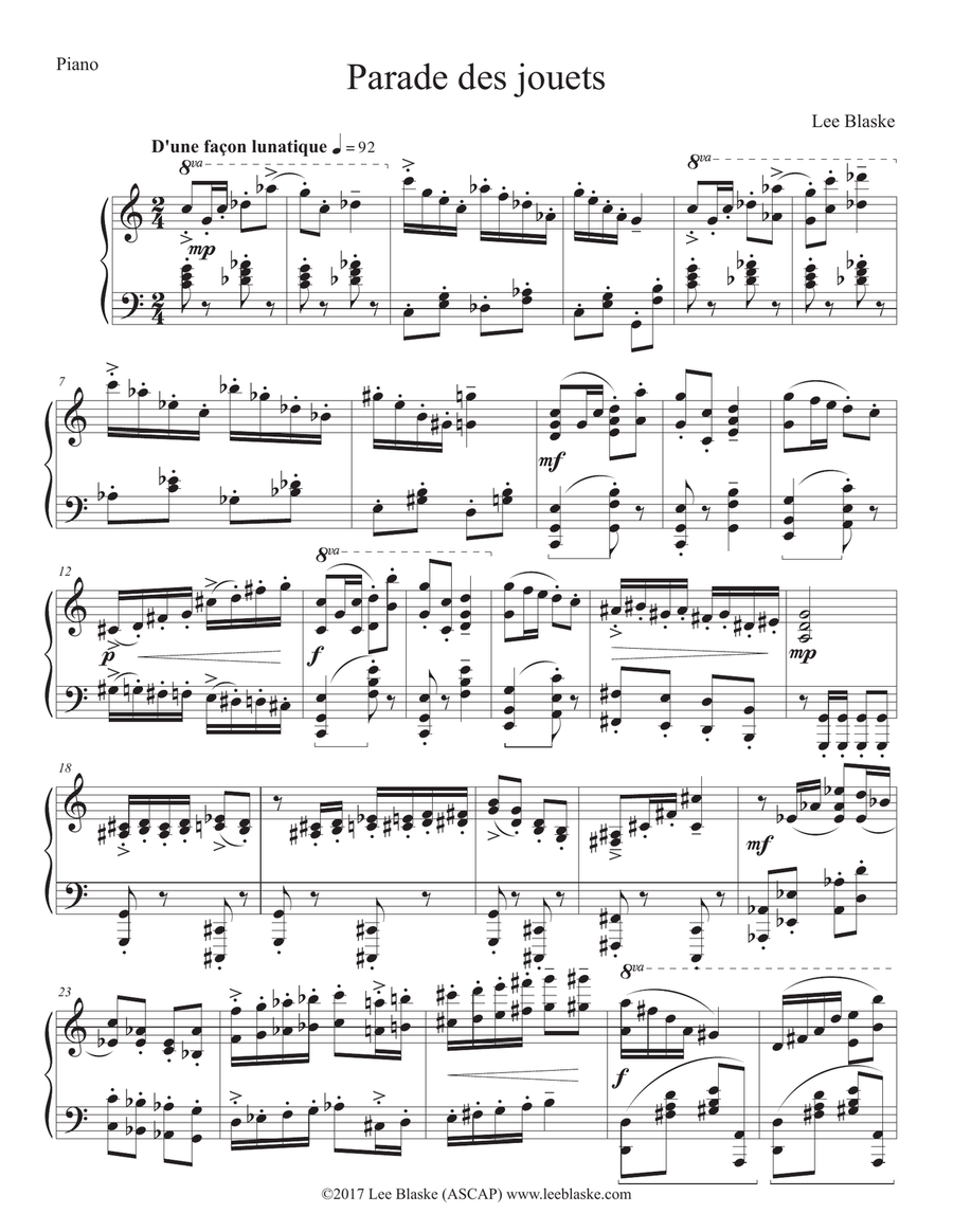 Parade des jouets (Parade of the Toys) Piano Solo scores gallery preview page 1