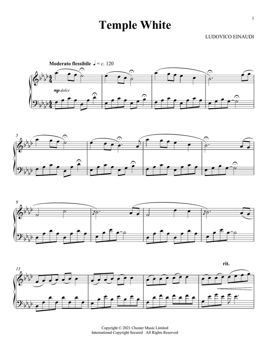Temple White Piano Solo scores gallery preview page 1