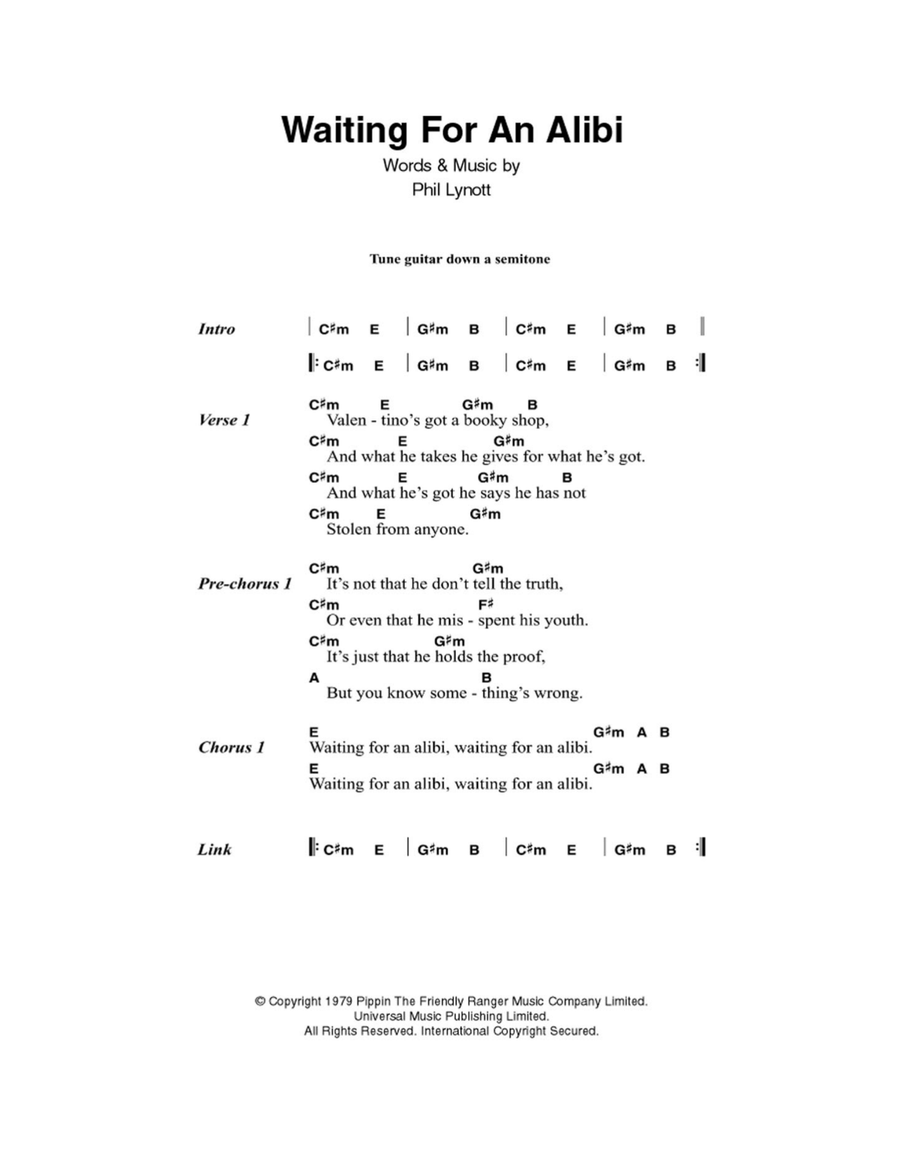 Waiting For An Alibi Acoustic Guitar scores gallery preview page 1