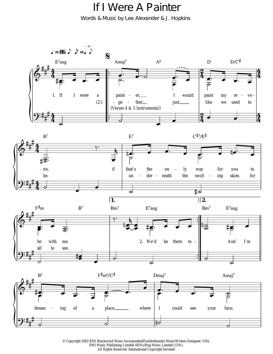 If I Were A Painter Easy Piano scores gallery preview page 1