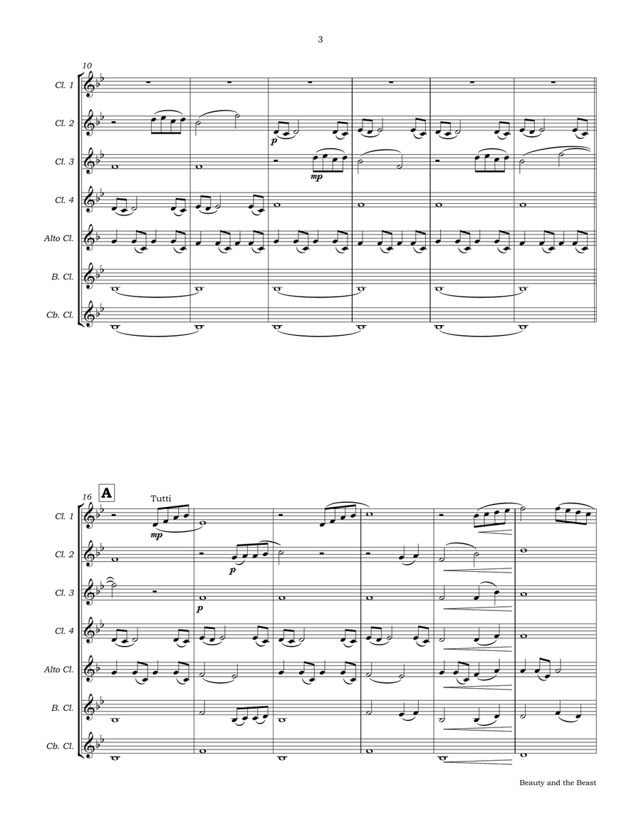 Beauty And The Beast Clarinet Choir scores gallery preview page 6