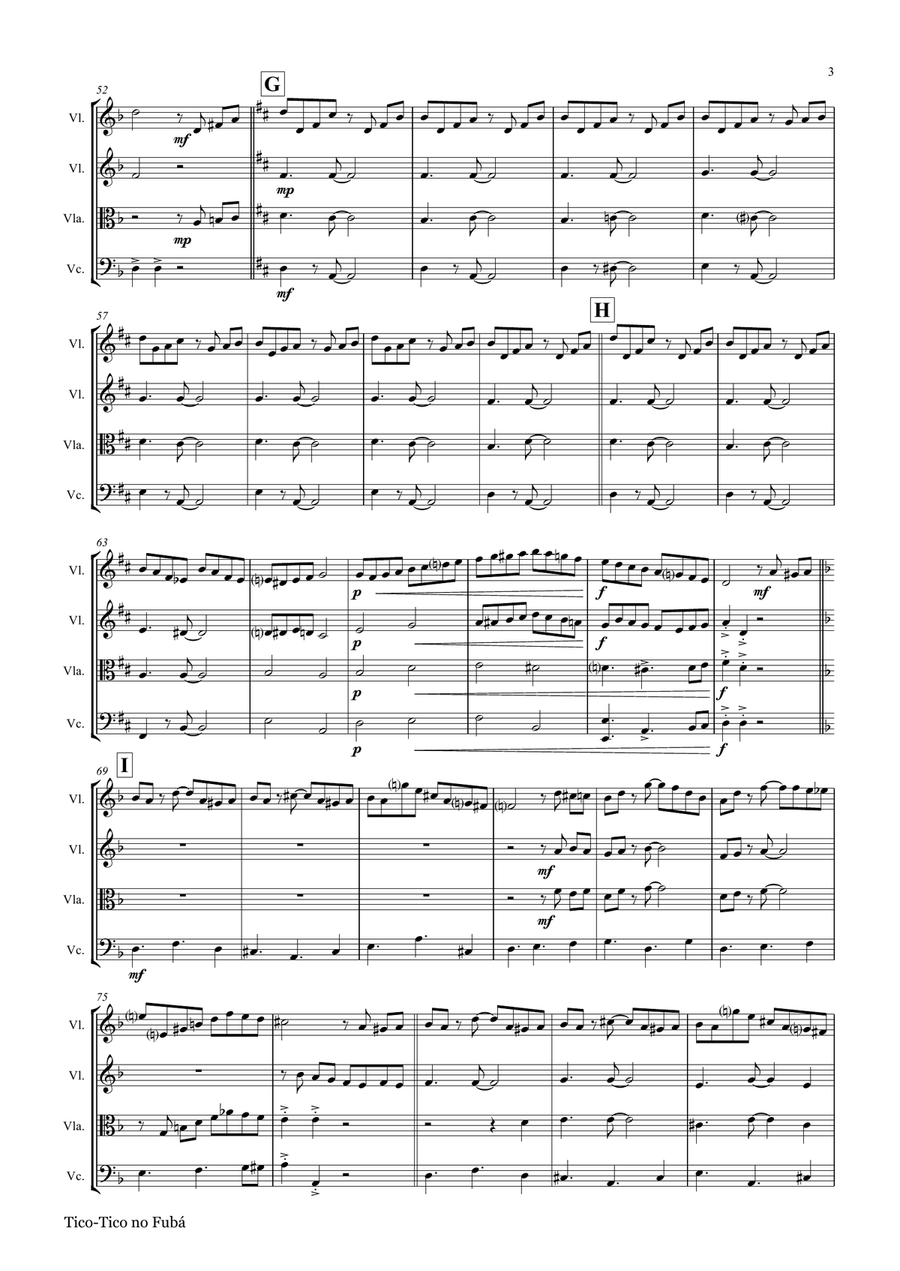 Tico-Tico no Fubá - Choro - String Quartet String Quartet scores gallery preview page 4